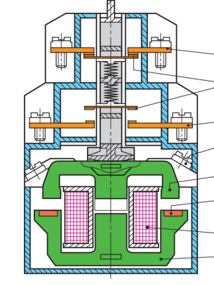 Motorschütz geöffnet — Bestandteile sichtbar