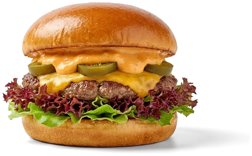 Chili Cheese Burger mit Jalapeños und Chili-Cheese-Soße