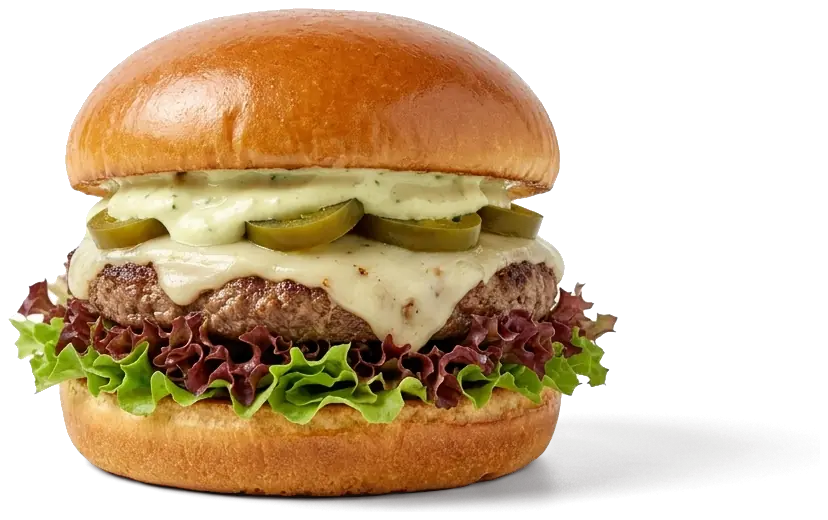 Mexico Burger mit Jalapeños und Avocado-Soße
