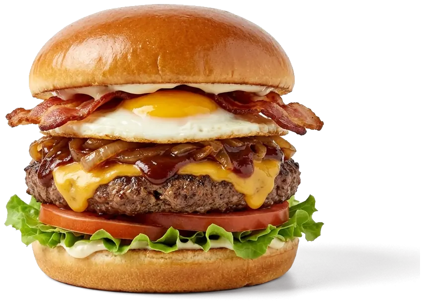 US Burger mit Ei und Bacon