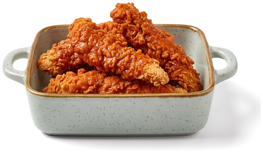 Buffalo Red Hot Tenders in der Steingutschale