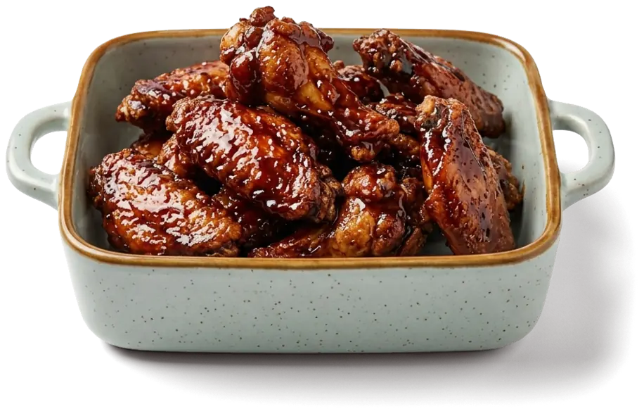 Teriyaki Wings in der Steingutschale
