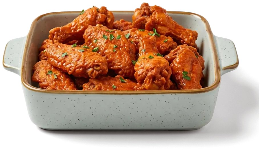 Buffalo Red Hot Wings in der Steingutschale