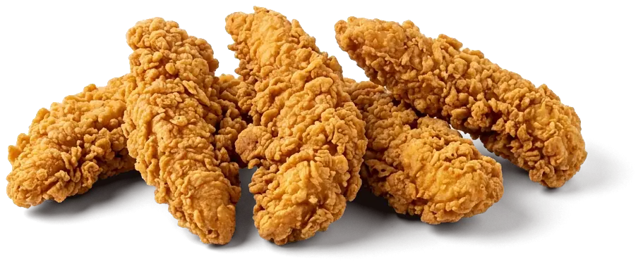 Fünf knusprig panierte Crispy-Chicken Tenders