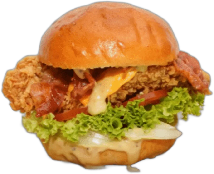 Chicken Burger Home Style mit Honey Mustard und Bacon