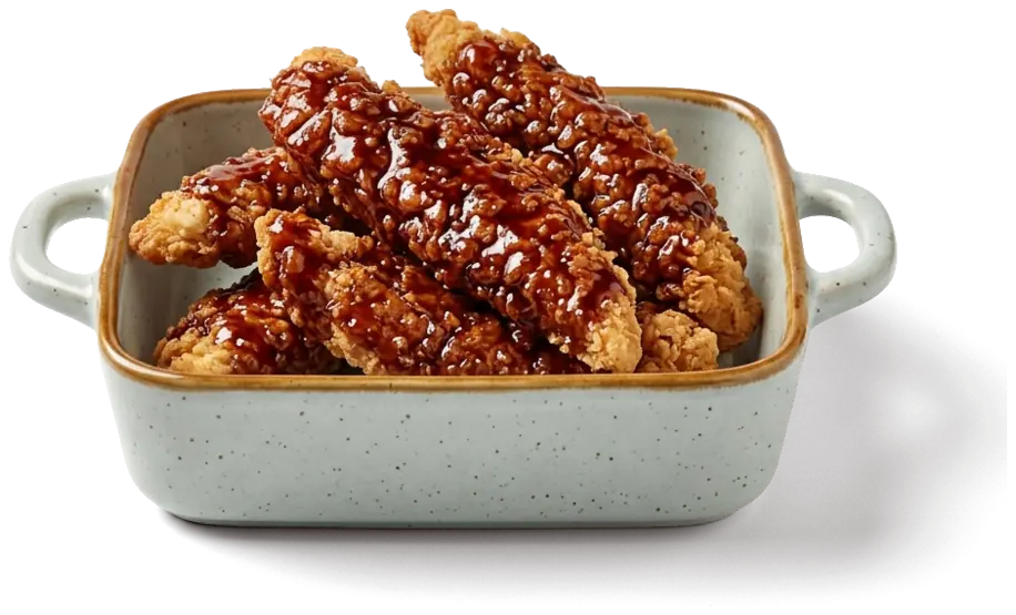 Teriyaki Tenders in der Steingutschale